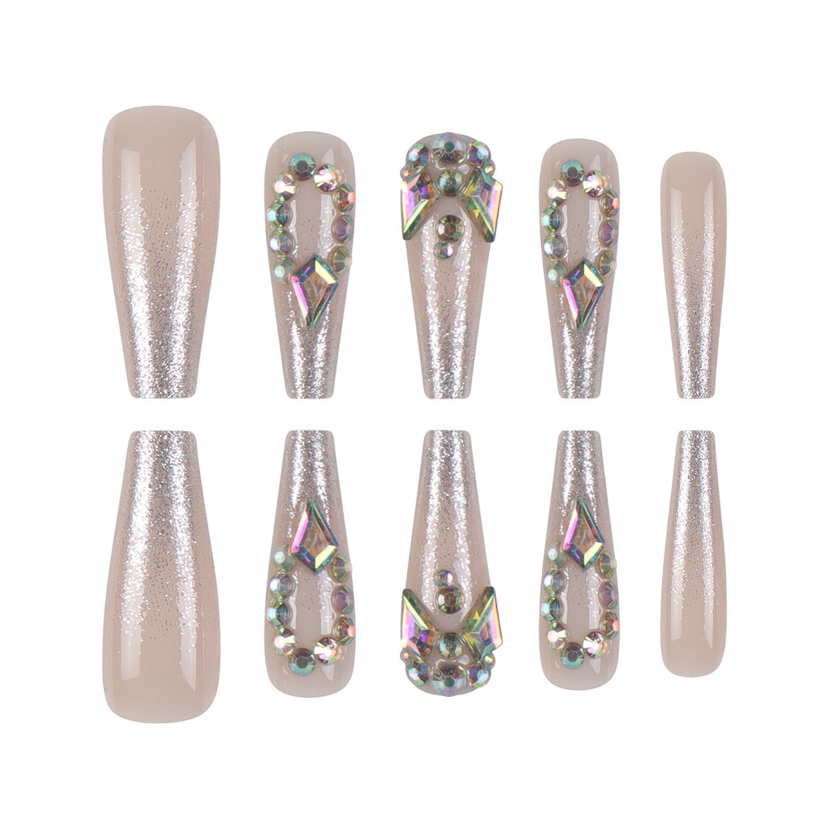 Rhinestone-verzierte Stiletto Press-On Nägel Brehn