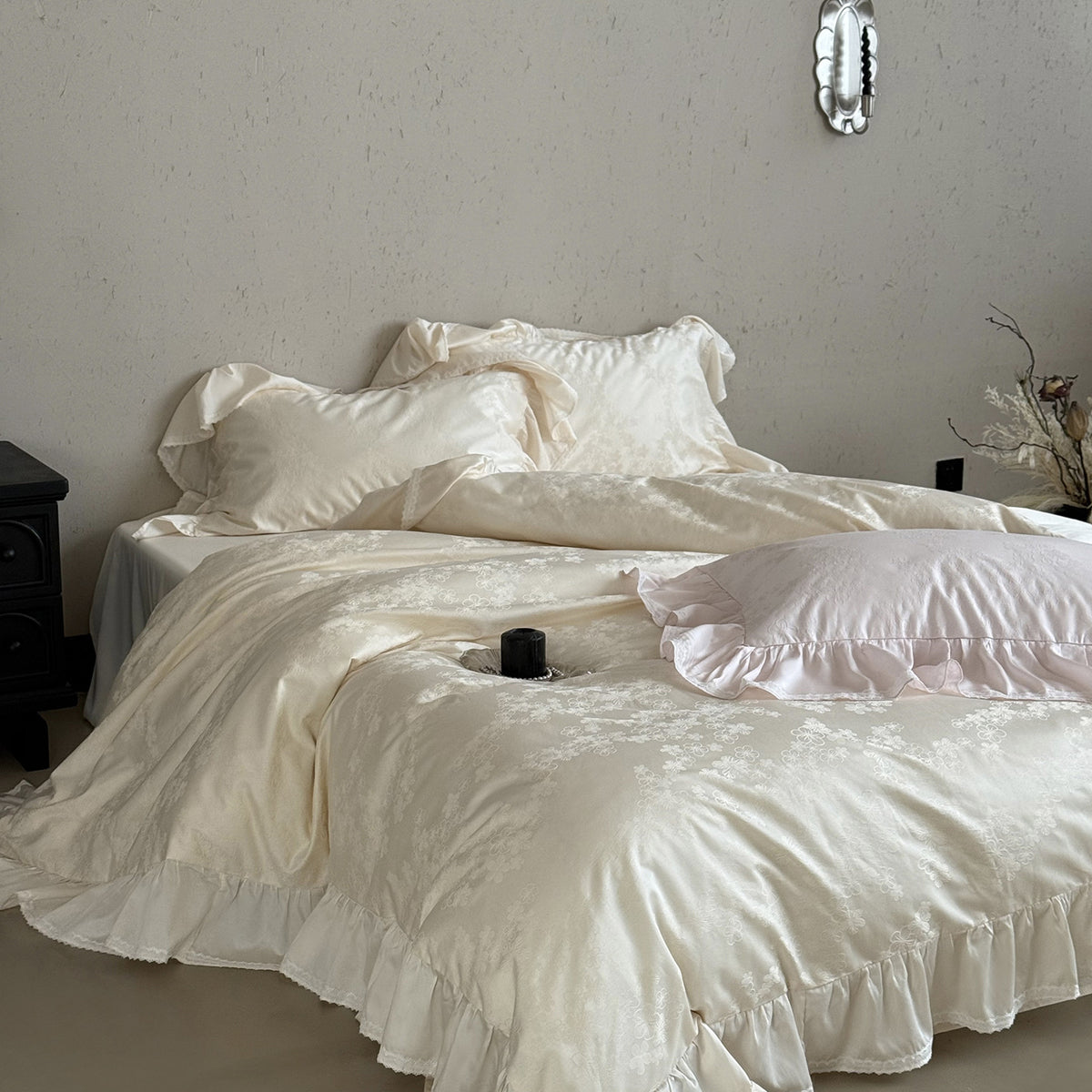 Luxuriöser Rüsch-Jacquard-Satin-Bettbezugset