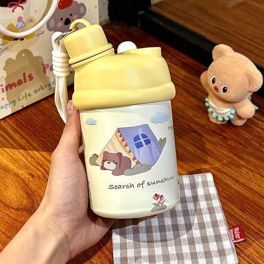 Damen Isolierte Trinkflasche mit verspieltem Bärenmotiv Brehn