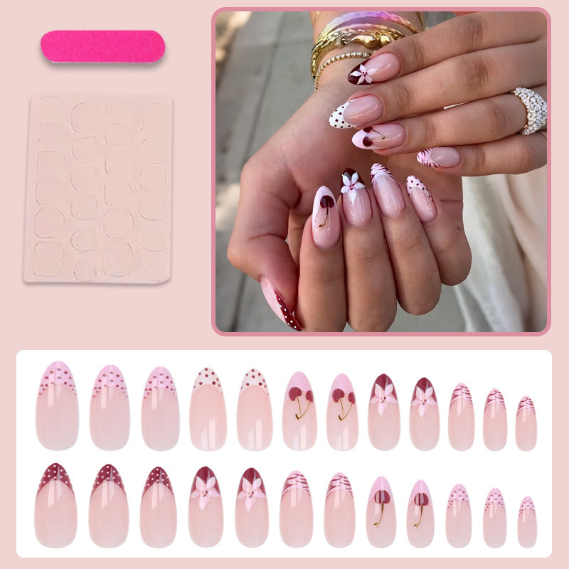 Kunstnagelset mit kreativen Blüten-, Herz- und Polka-Dots-Designs Brehn