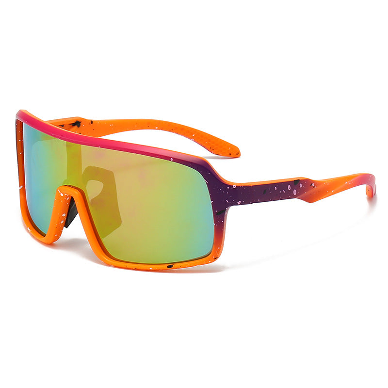 Damen modische Sonnenbrille im futuristischen Design mit großflächigen Gläsern Brehn