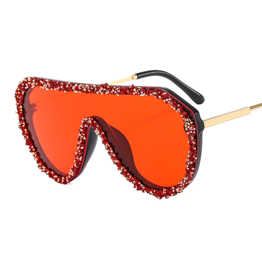 Damen extravagante Oversized-Sonnenbrille mit Glamour-Rahmen Brehn