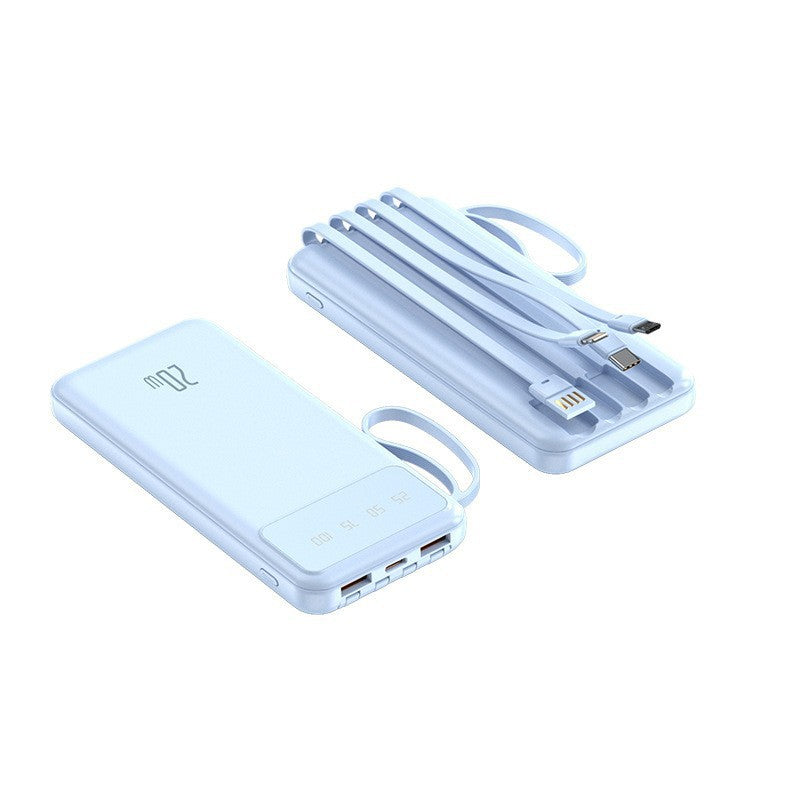 Powerbank mit multifunktionalen Ladekabeln und digitaler Ladeanzeige Brehn