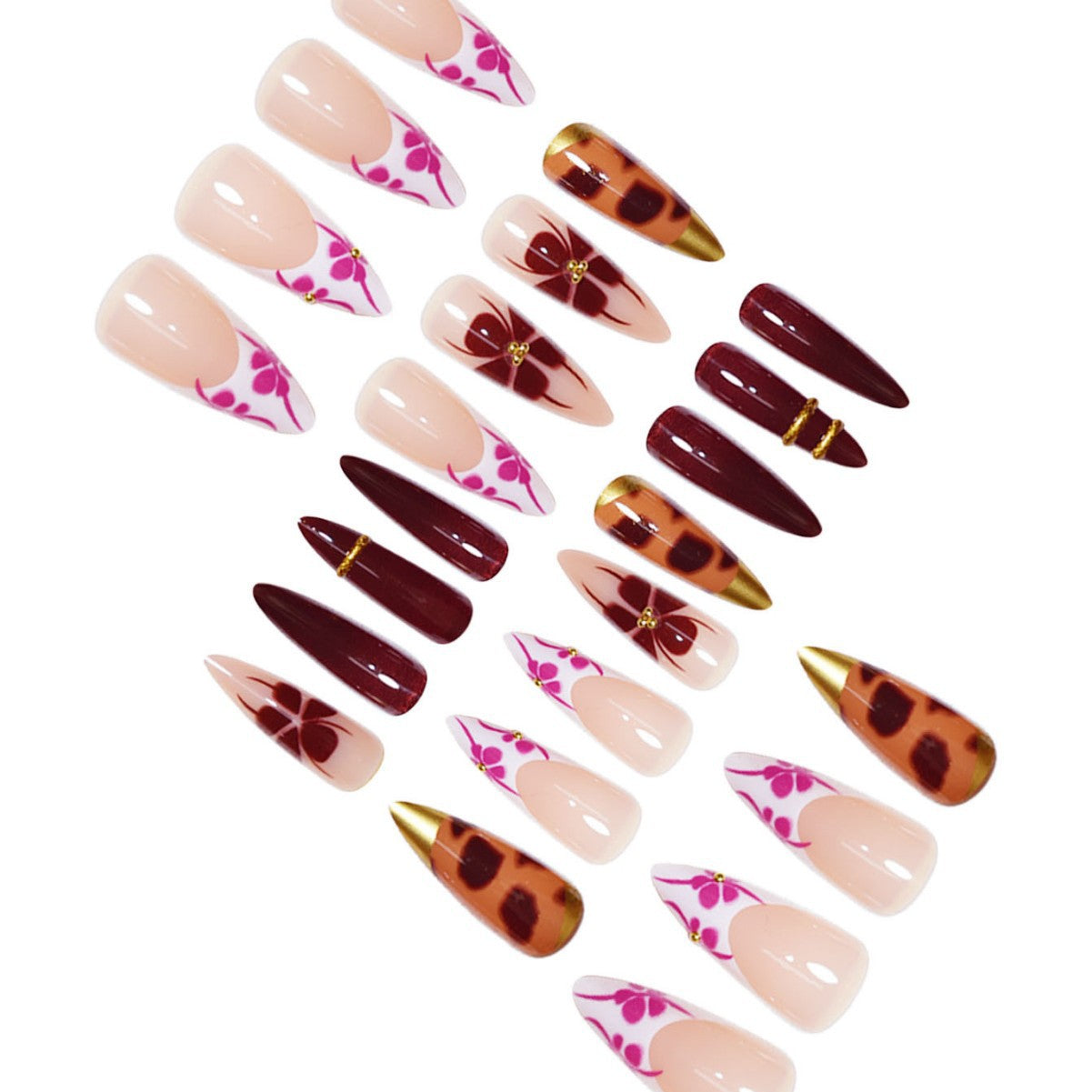 Künstlerische Lange Stiletto Press-On Nagelverlängerungen Brehn