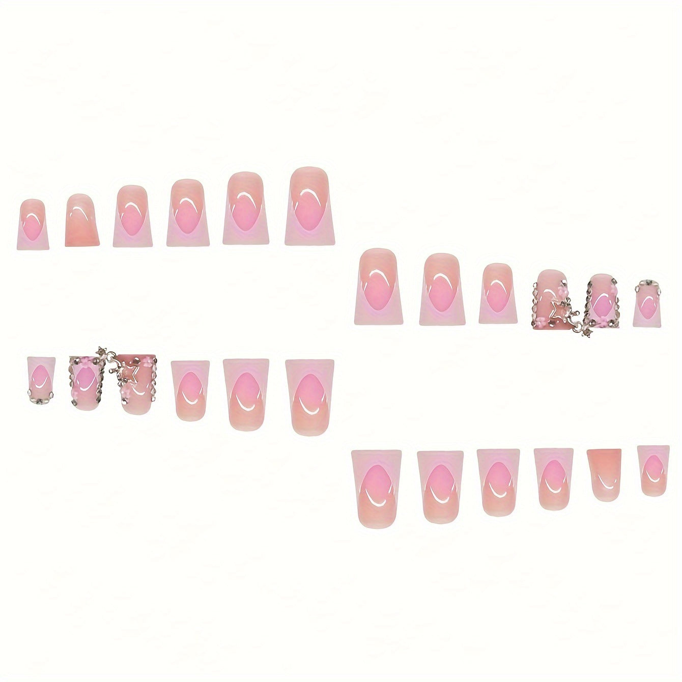 Glamouröse 3D Press-On Nagelset mit Sterneffekten Brehn