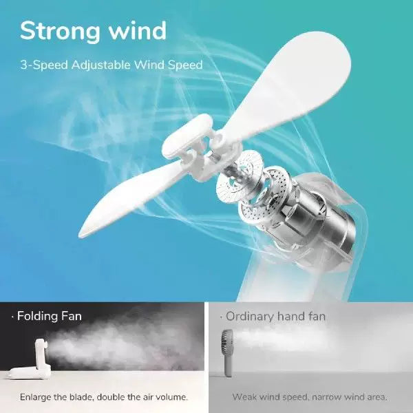Unisex Einheitsgröße klappbarer wiederaufladbarer tragbarer Mini-Ventilator mit integriertem USB-Powerbank und Lanyard Brehn