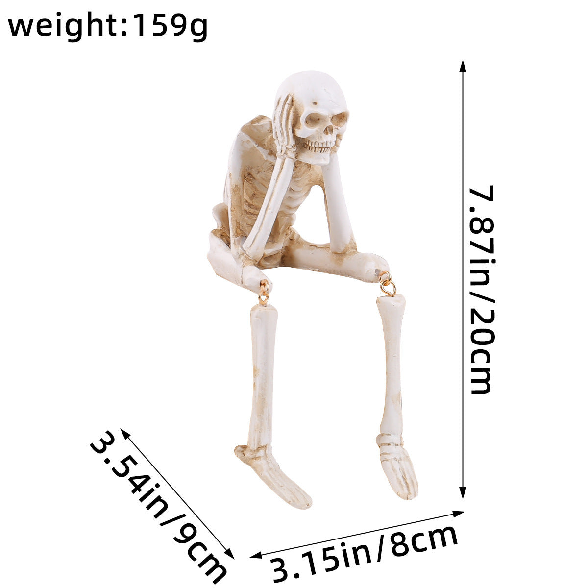 Detaillierte hängende Skelettfigur mit beweglichen Gelenken aus Resin