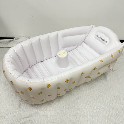 Aufblasbare Babybadewanne und Stützsitz-Set mit Zitronenmotiv und abnehmbarem Becherhalter