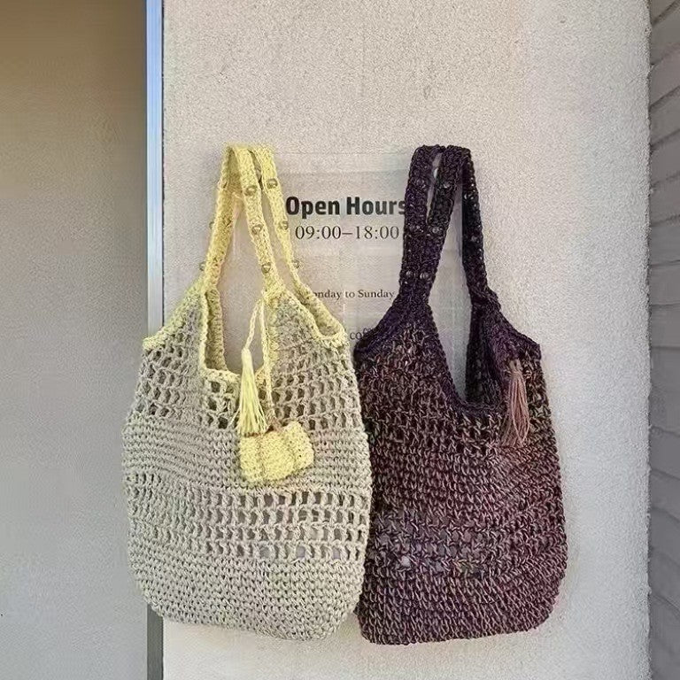 Tragetasche Aus Handgehäkeltem Garn mit Ergonomischen Schulterträgern Brehn