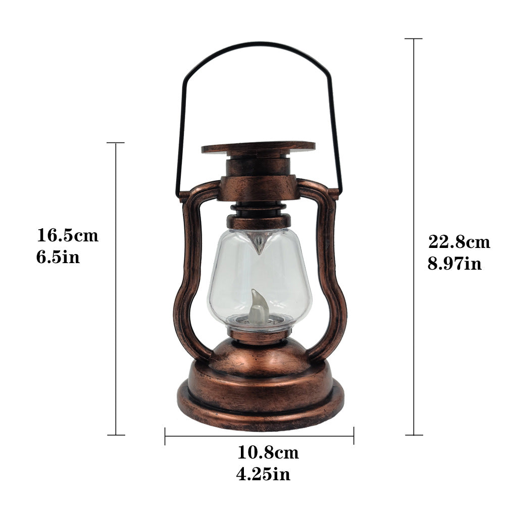 Antike LED-Hurrikanlaterne mit flackerndem Flameneffekt, Glasglocke und hängendem Griff, tragbare dekorative Lampe Brehn