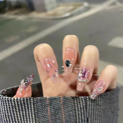 Glitzernde mit Strass verziert Press-On Nagel Set