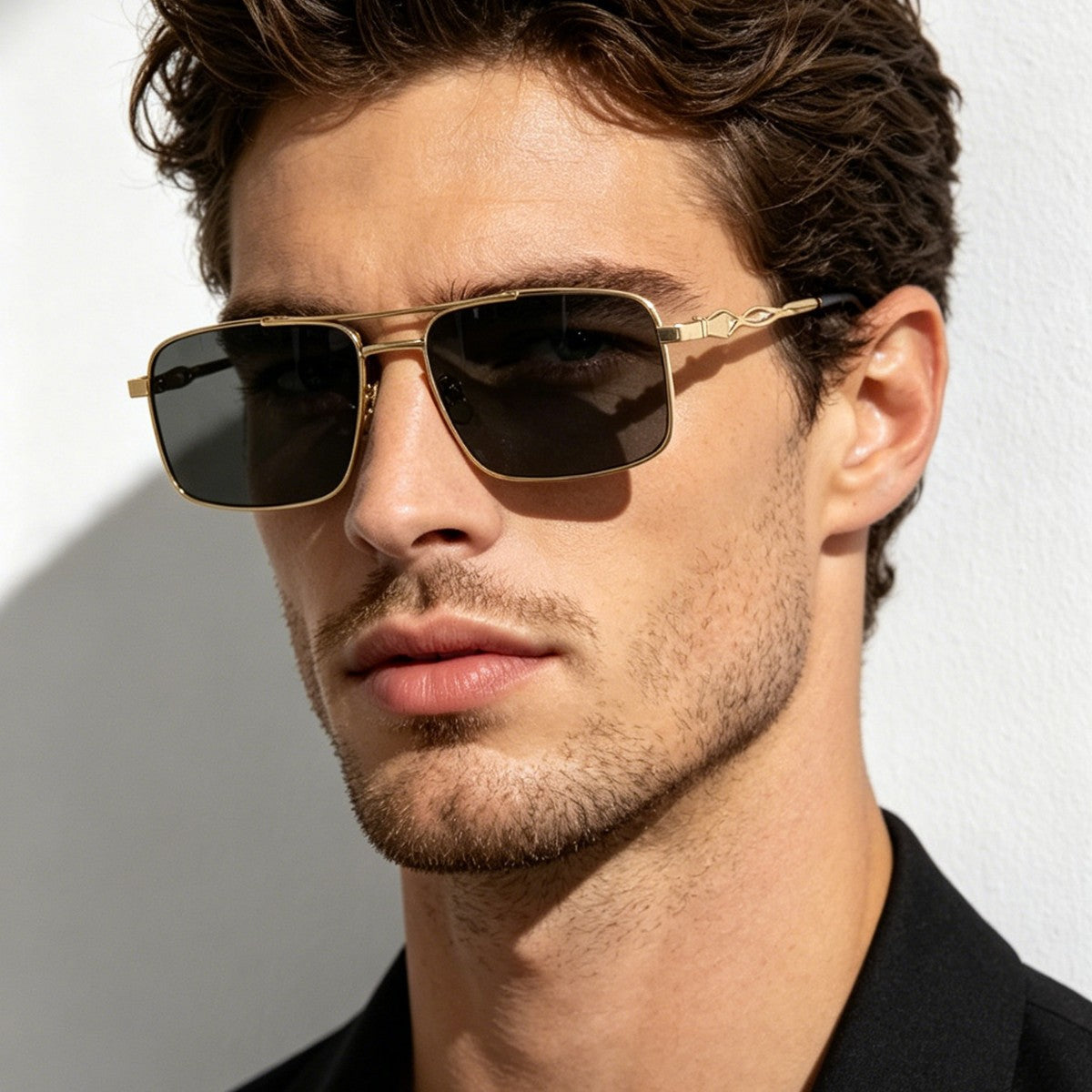 Damen Sonnenbrille mit trendigem rechteckigem Rahmen und gelben Gläsern Brehn