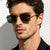 Damen Sonnenbrille mit trendigem rechteckigem Rahmen und gelben Gläsern Brehn