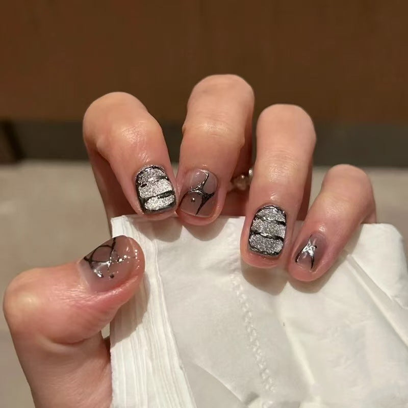 Elegantes abstraktes Press-On-Nagelkunst-Set Brehn