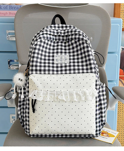 Süßes Gingham-Muster-Schulrucksack