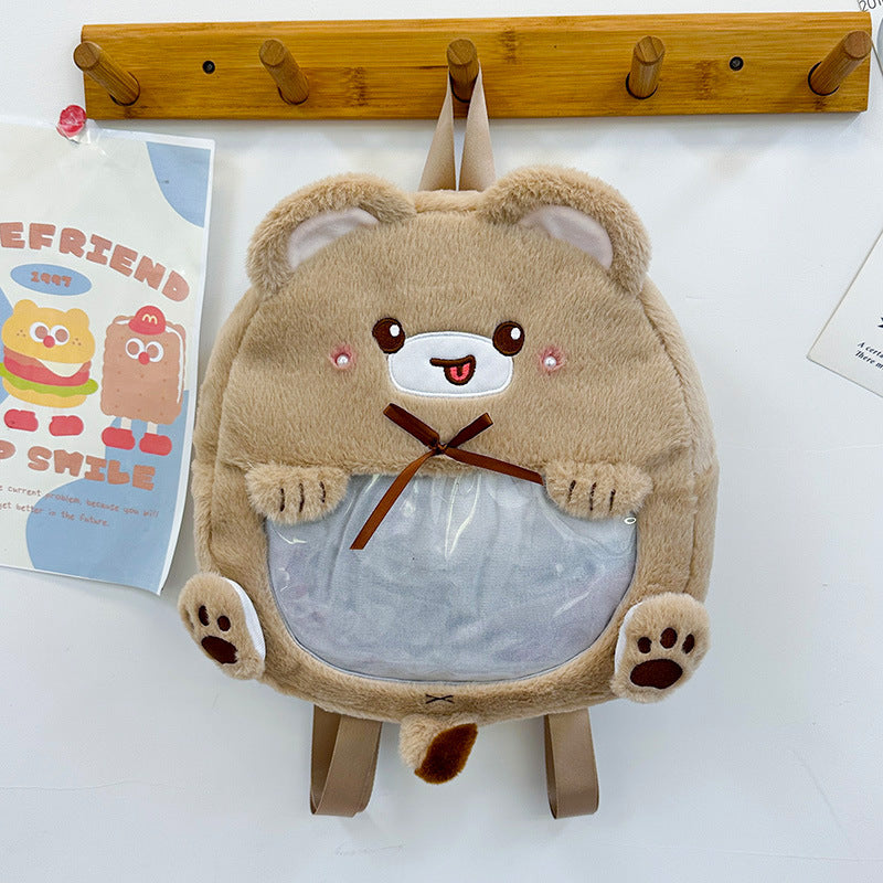 Plüsch-Kinderrucksack mit Tiermotiv und Praktischem Sichtfenster Brehn