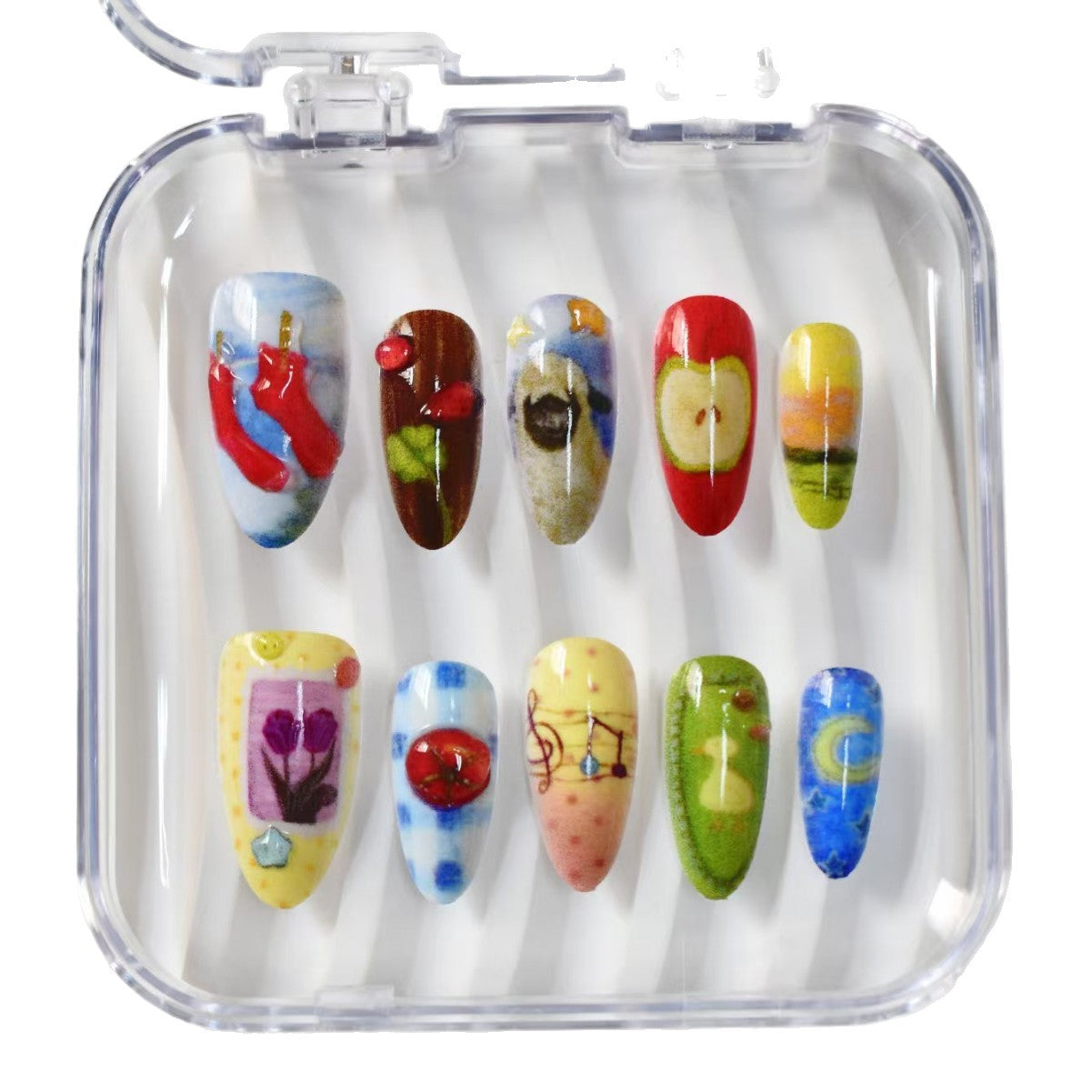 Künstlerische ozeanische Press-On-Nagelkunst Brehn