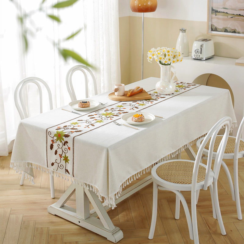 Elegante geometrische Fransen- Tischdecke