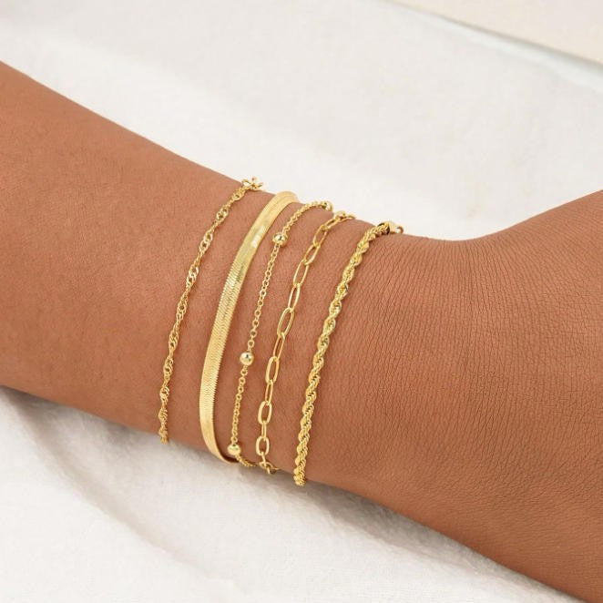 Gestuftes Silberkettchen Armband Set Brehn
