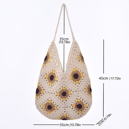 Handgeknüpfte Umhängetasche mit Floralem Design Brehn