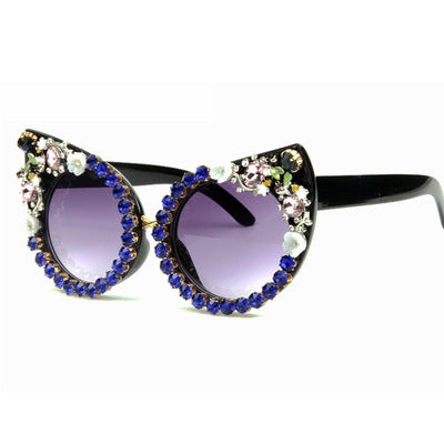 Damen Cat-Eye Sonnenbrille mit funkelnden Schmucksteinen Brehn