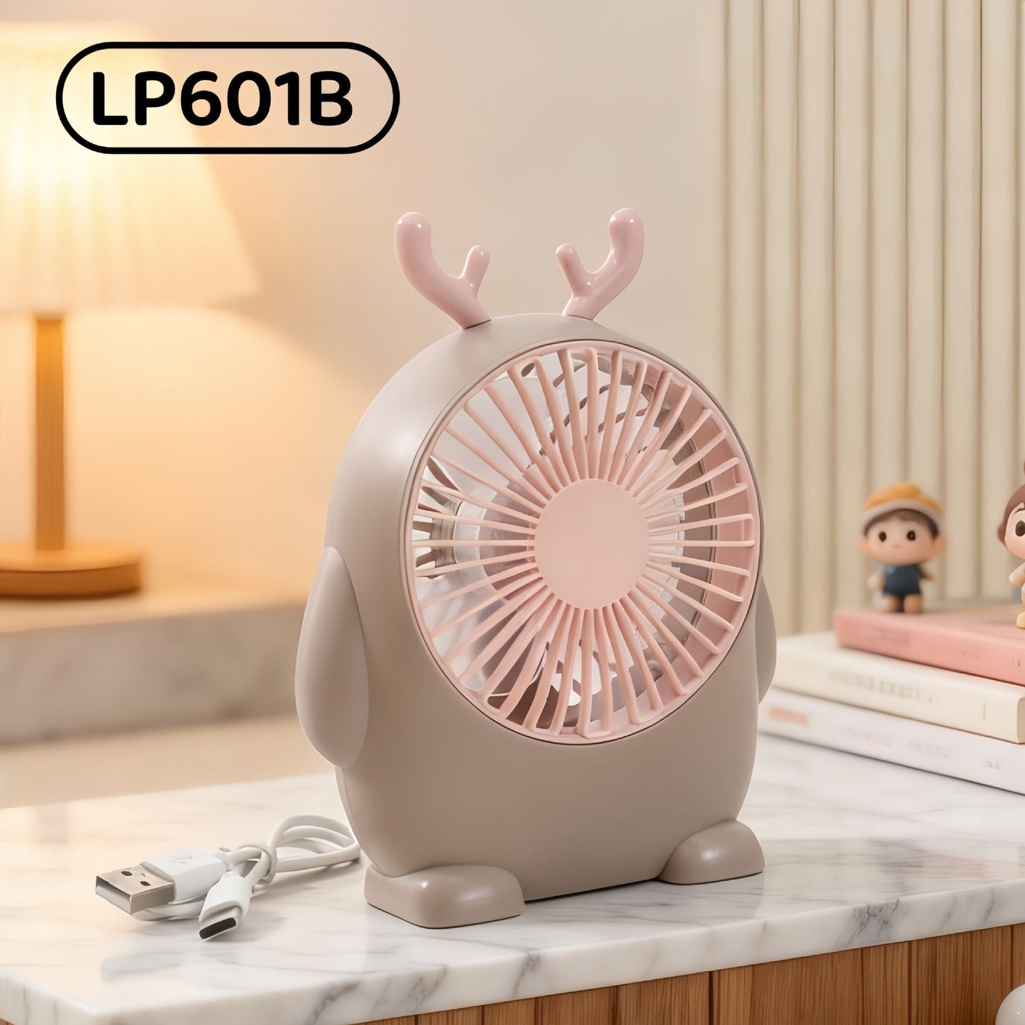 Frauen tragbarer Mini-Tischventilator mit süßem Charakterdesign Brehn