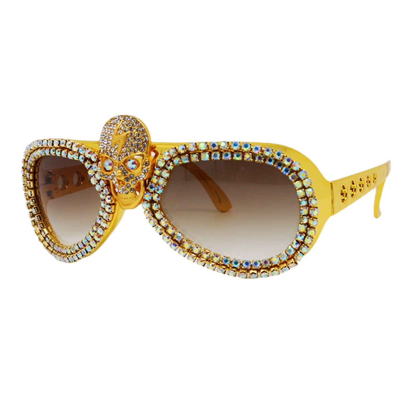 Damen Statement-Sonnenbrille mit außergewöhnlichem Totenkopf-Design und funkelndem Strassrahmen Brehn