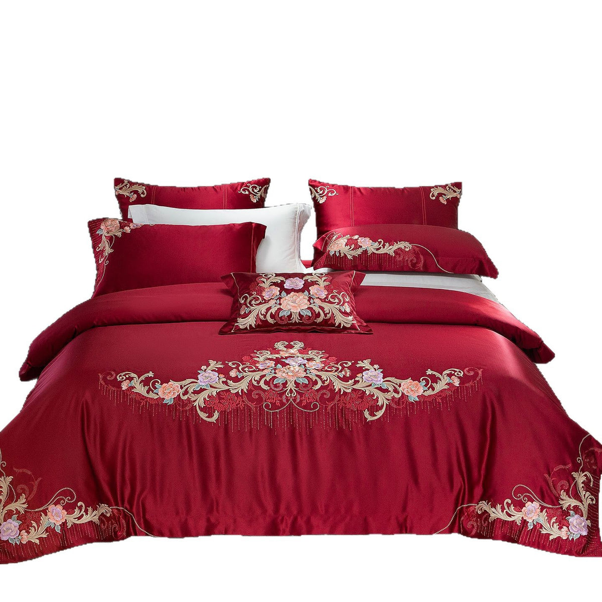 Besticktes Satin-Bettwäsche-Set mit Luxus-Applikationen
