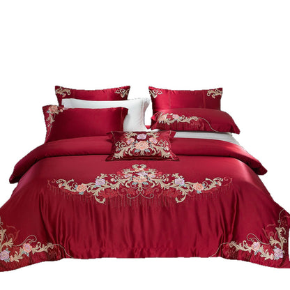 Besticktes Satin-Bettwäsche-Set mit Luxus-Applikationen