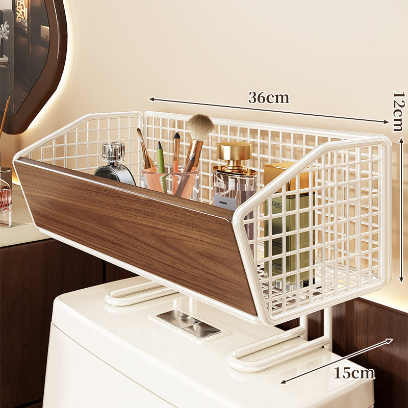 Platzsparender Toilettentankregal-Organizer mit Drahtgitter und Holzplatte
