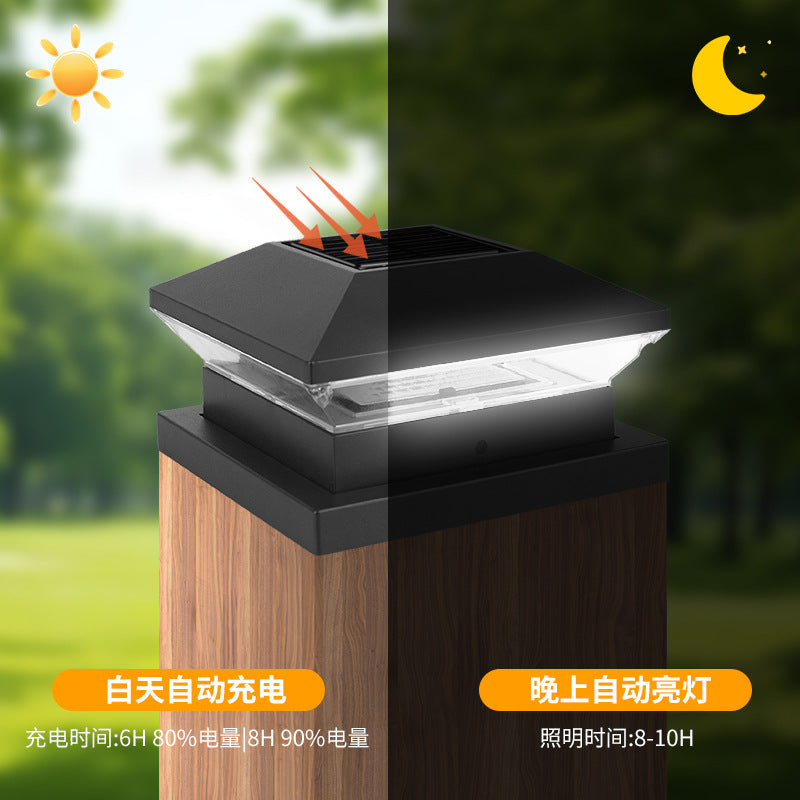 Dekorative Solar-LED-Quadratische Zaunpfostenkappe mit Gittermuster und Dual-Mode-Warm- und Kaltlicht Brehn