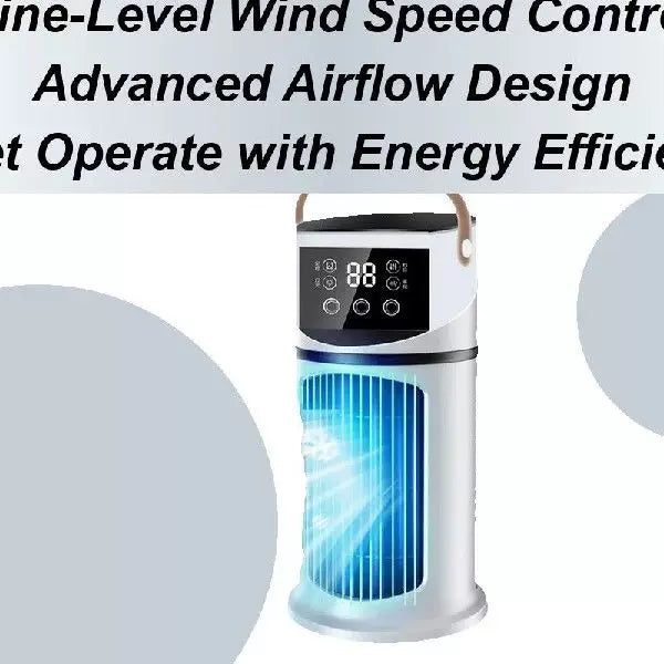 Unisex Einheitsgröße wiederaufladbarer Turm Klimaf ventilator mit Touch-LED-Steuerung integriertem befeuchtenden Reservoir und Leder-Tragegriff Brehn