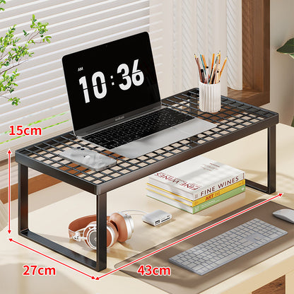 Grid-Top Desktop Laptop und Monitor Riser Regal mit erhöhtem offenem Unterlagerung
