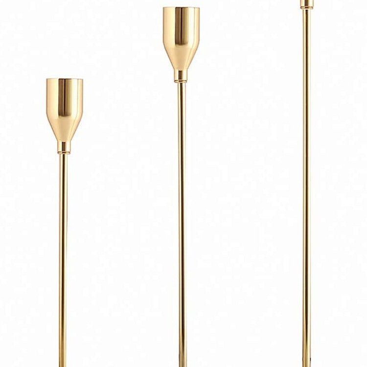 Modern Minimalist Taper Kerzenhalter Set mit polierter Metalloberfläche Brehn