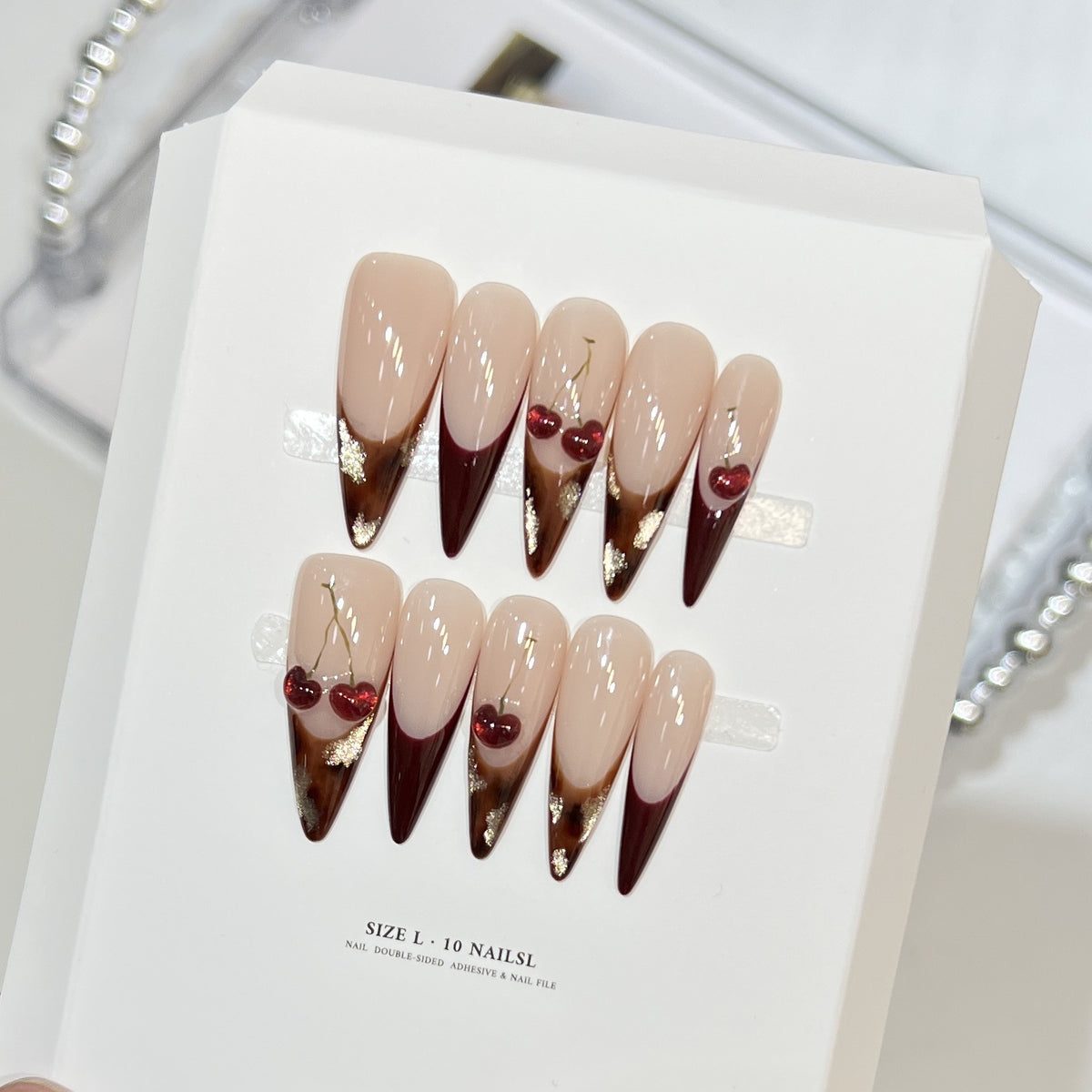 Künstlerisches Floral Design Stiletto Druck-Nagelset Brehn