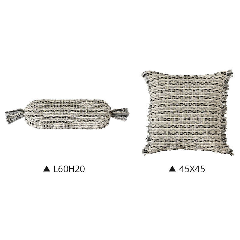 Wohnliches Kissen-Set aus gewebtem Baumwollmix mit Zylinderrolle und Quasten Brehn