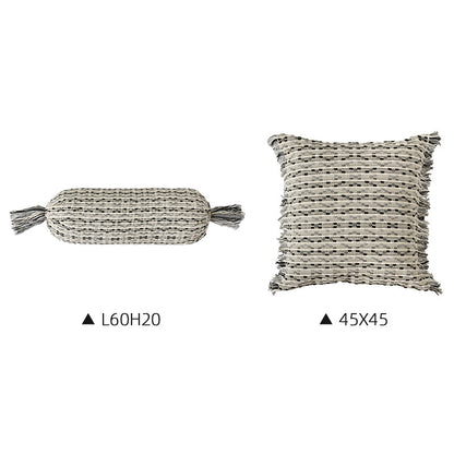 Wohnliches Kissen-Set aus gewebtem Baumwollmix mit Zylinderrolle und Quasten Brehn