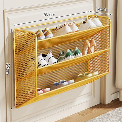 Wandmontierter Klappnetz-Schuhregal-Organizer für schlanke Eingänge