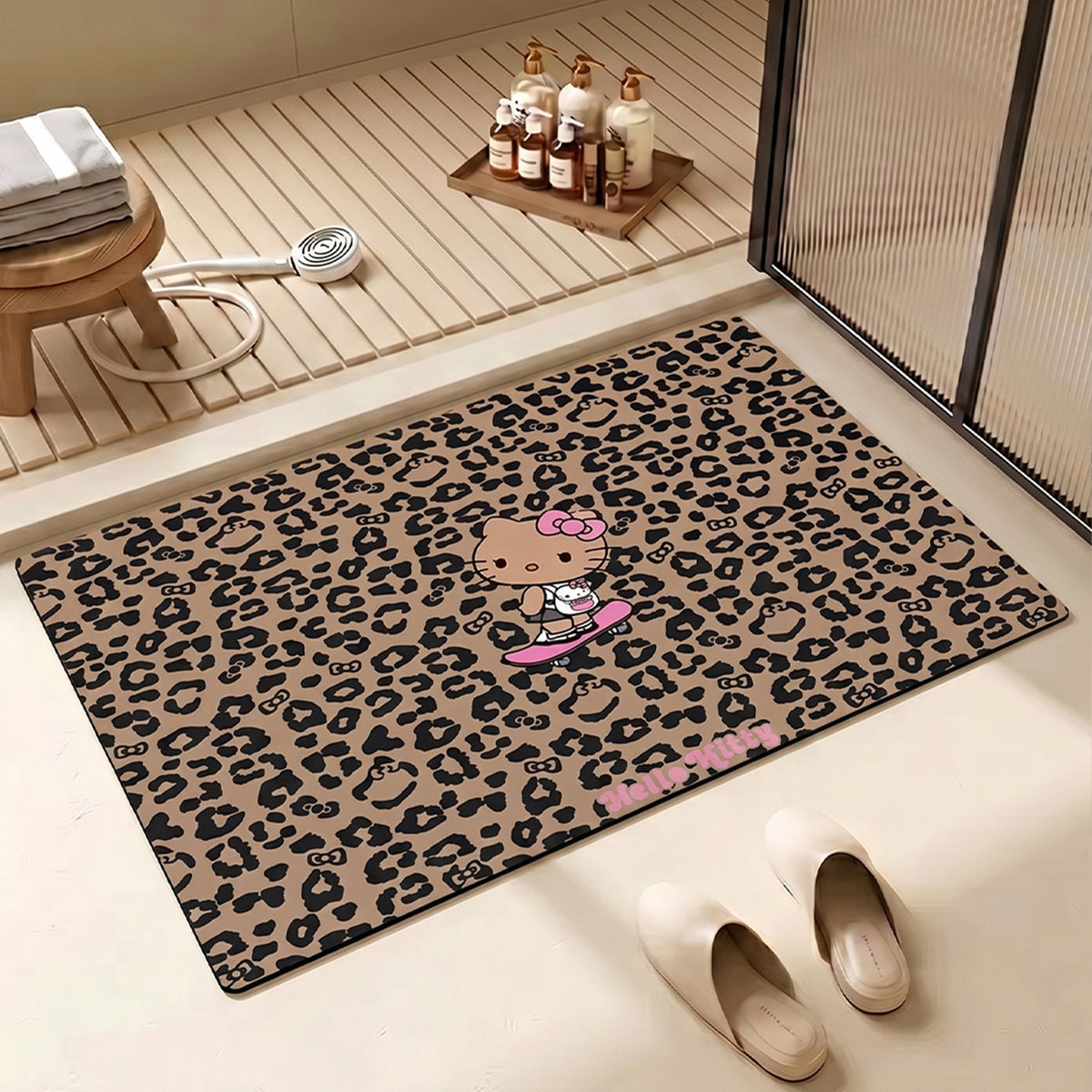 Leopard Print Hello Kitty Dekorative Teppichmatte