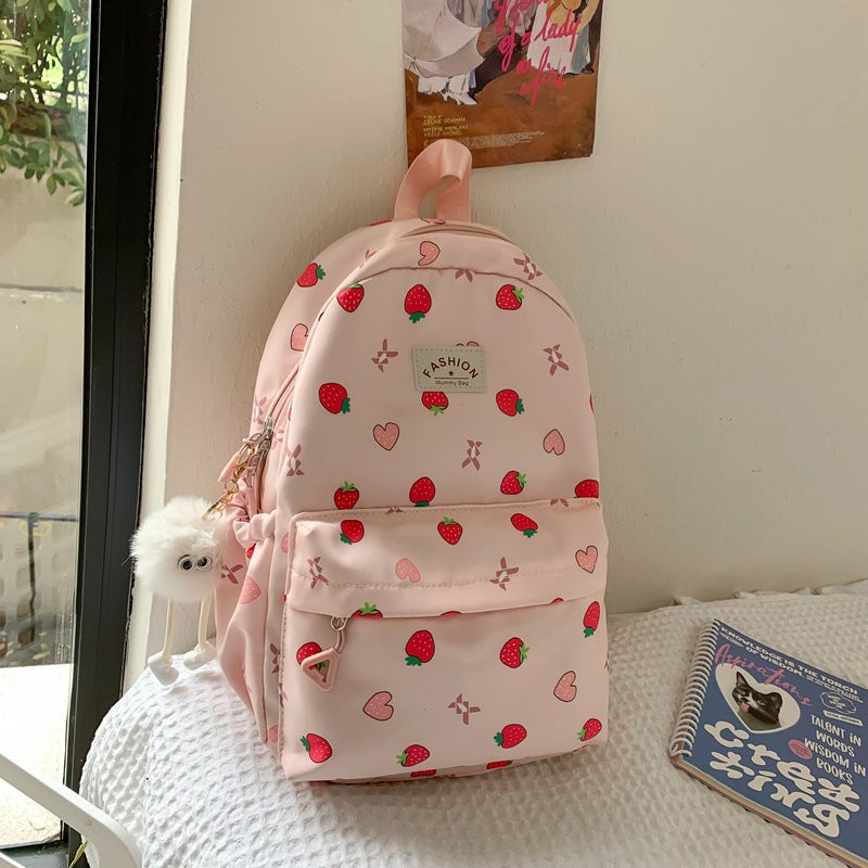Verspielter Erdbeerprint Rucksack