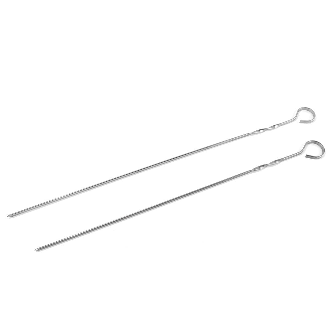 Edelstahl Grillspieß-Set mit Flachen, Verdrehten Spießen, Hitzebeständiger Silikonbürste und Aufbewahrungstasche Brehn