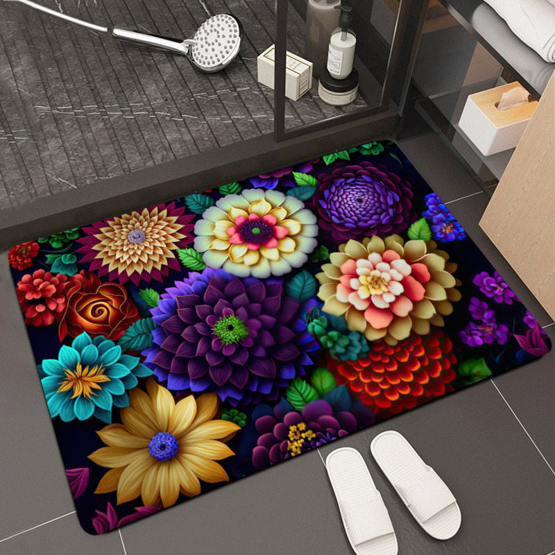 Floral Design Memory Foam Badteppich Brehn