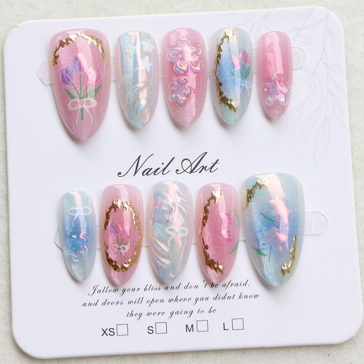 Saisonale Blumen Press-On Nagelkunst Set Brehn