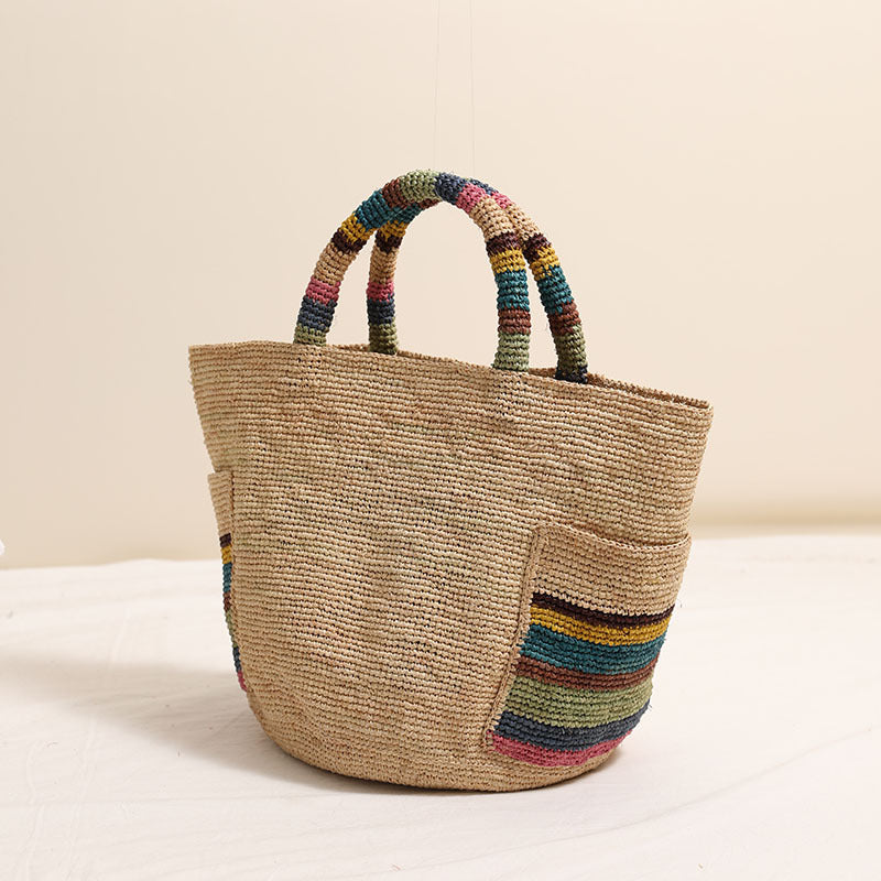 Damen Handgeknüpfte Strandtasche mit bunten Akzenten Brehn