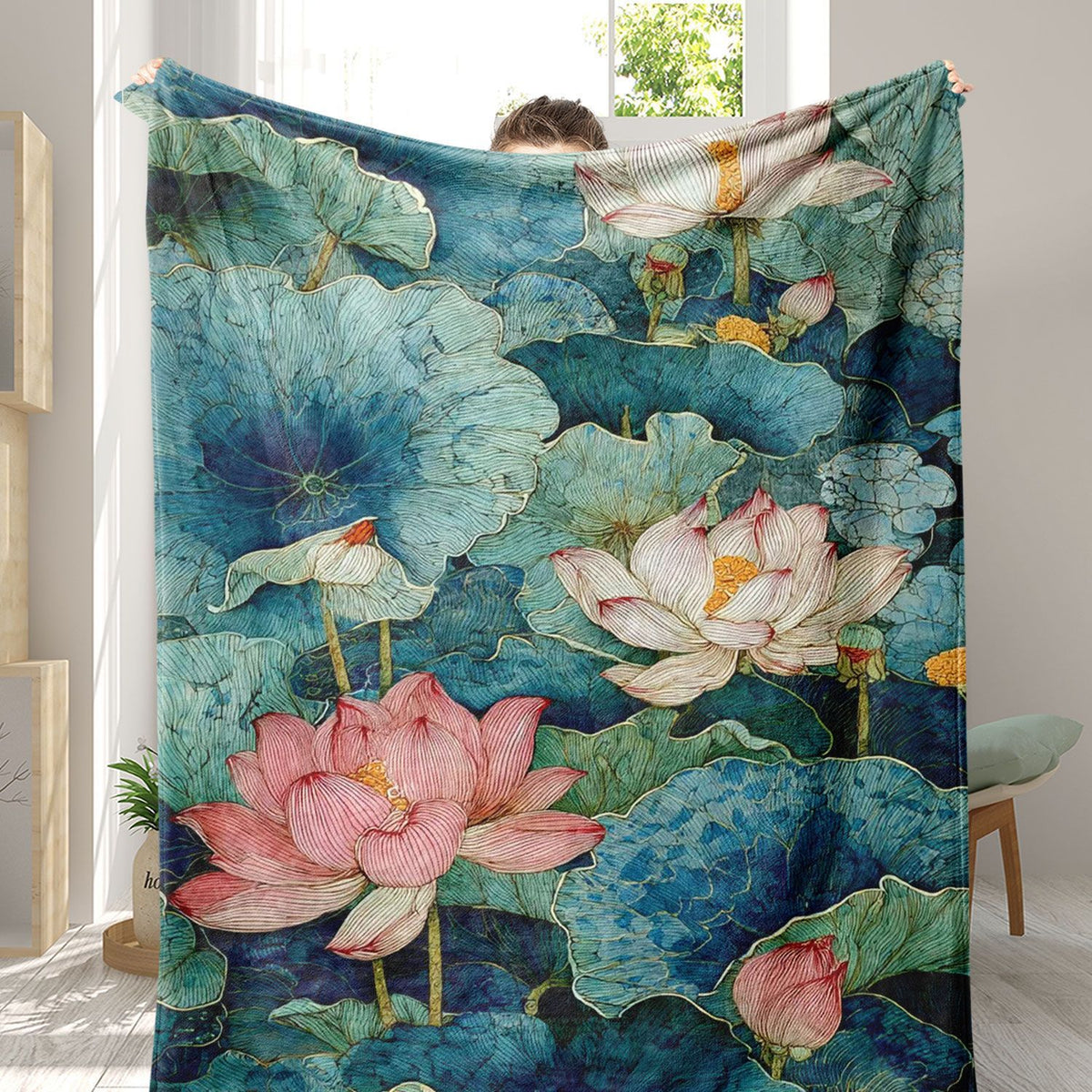 Künstlerische Blumenmuster-Fleece-Decke