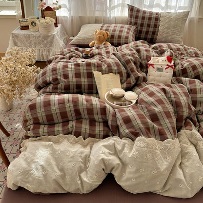Gemütliches Karierte Bettwäsche Set