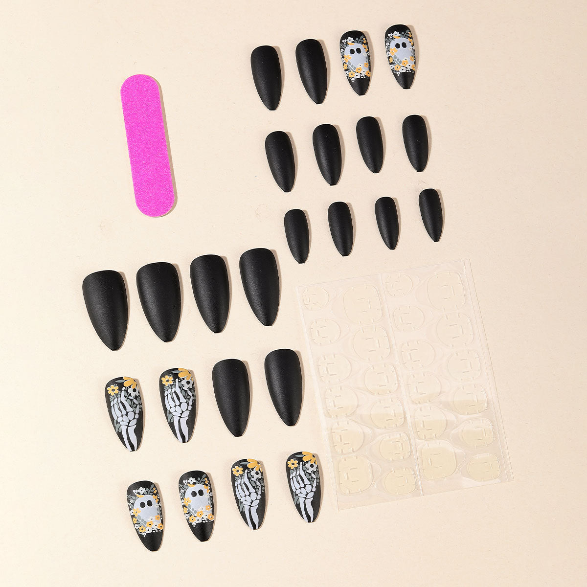 Künstlerisches Skelett-Themen-Nagelkunst Brehn