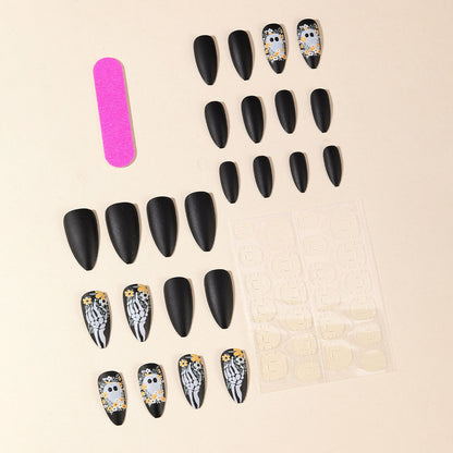 Künstlerisches Skelett-Themen-Nagelkunst Brehn