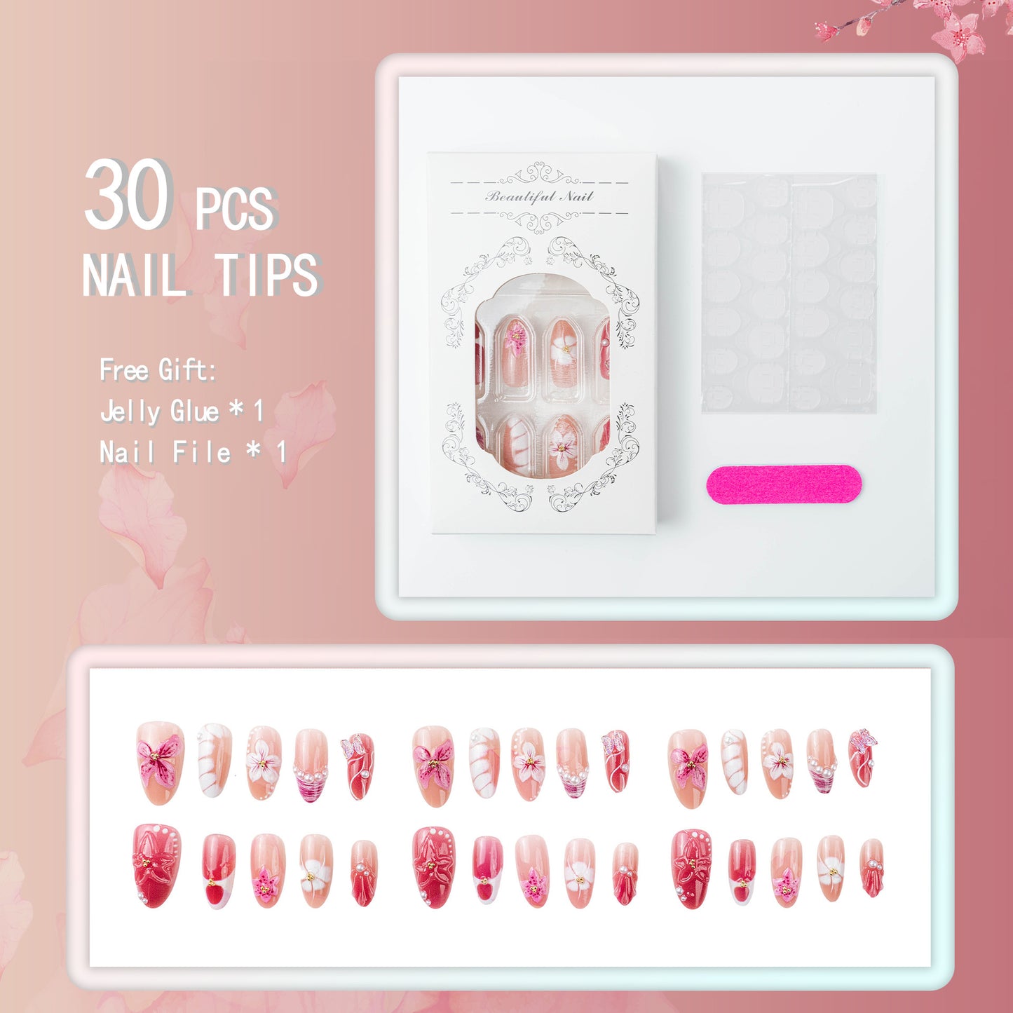 Kreatives Kunstnagelset mit floralen Akzenten Brehn