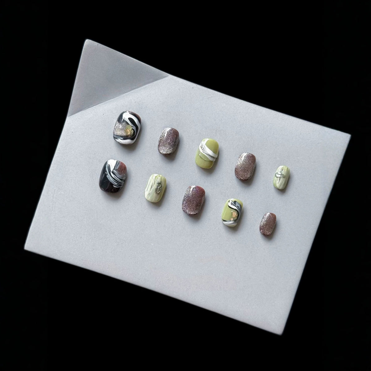 Abstraktes Marmor Press-On Nagelset